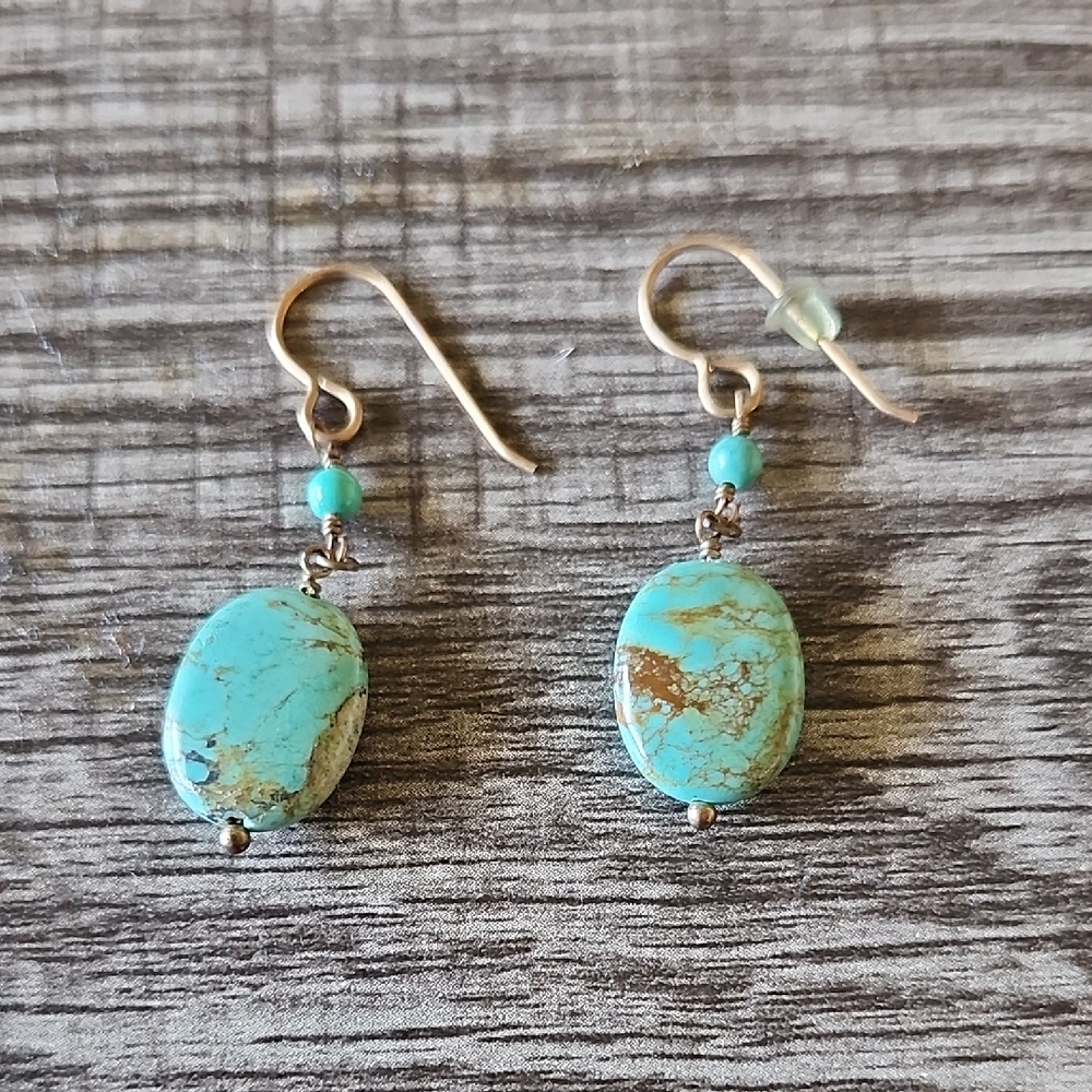 Turquoise and Gold Dangle Earrings